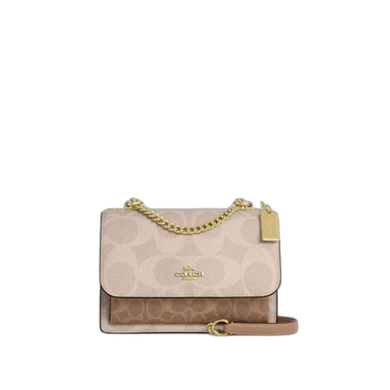 Coach Women's Klare Crossbody Bag In Blocked Signature Canvas Gold/Sand/Tan