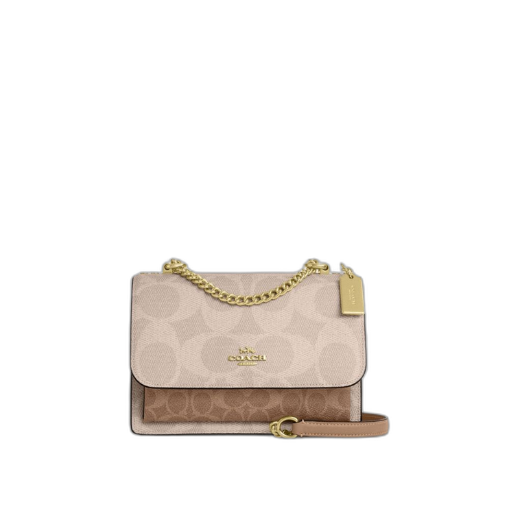 Coach Women's Klare Crossbody Bag In Blocked Signature Canvas Gold/Sand/Tan