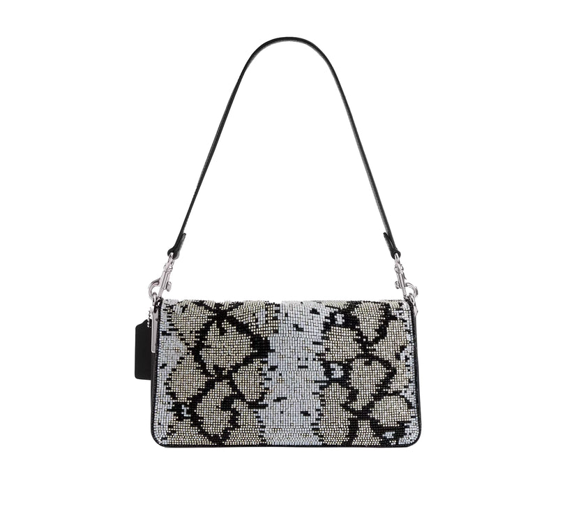 Coach Women's Tabby Shoulder Bag 26 With Beaded Snake Silver/Black