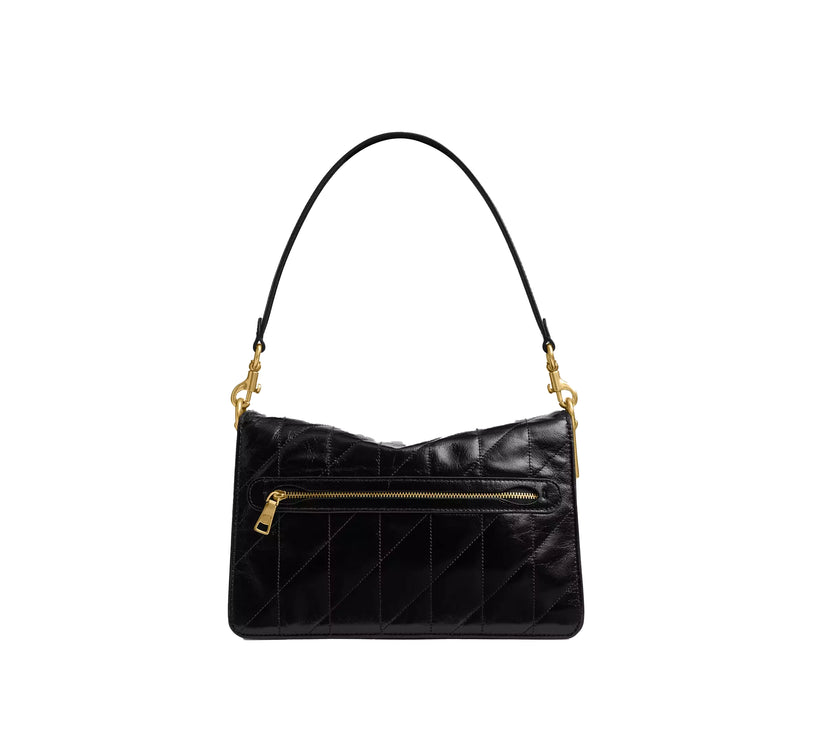 Coach Women's Chain Tabby Shoulder Bag With Quilting Brass/Black