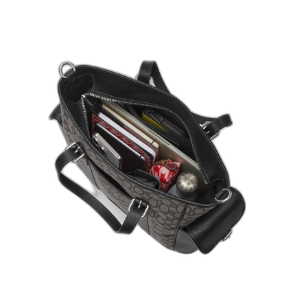 Coach Women's Sprint Tote In Signature Jacquard Silver/Charcoal/Black