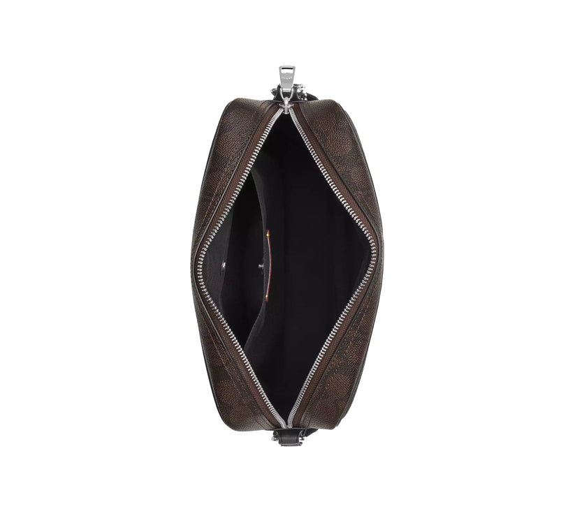 Coach Unisex Colton Crossbody Bag 25 In Signature Canvas With Patches Silver/Walnut/Black
