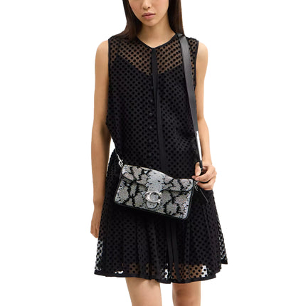 Coach Women's Tabby Shoulder Bag 26 With Beaded Snake Silver/Black