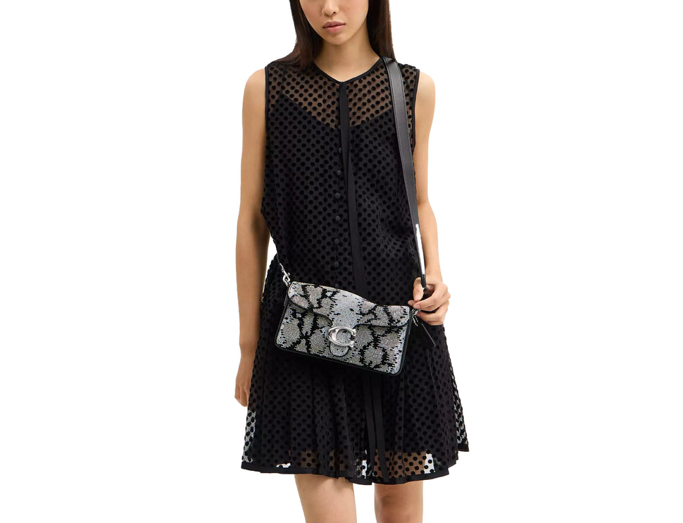 Coach Women's Tabby Shoulder Bag 26 With Beaded Snake Silver/Black