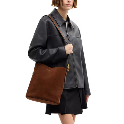 Coach Women's Bleecker Bucket Bag Suede/Brass/Warm Brown