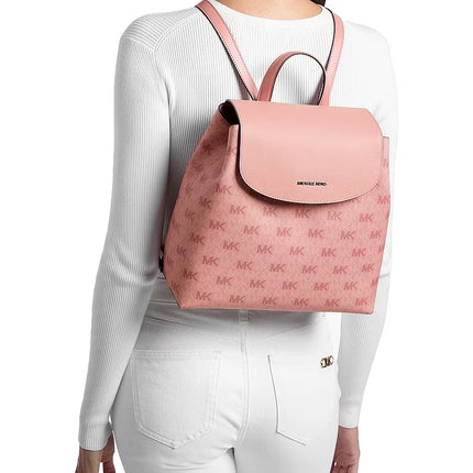 Michael Kors Women's Maya Medium Signature Logo Backpack Sunset Rose