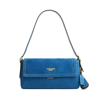 Coach Women's Etta Small Flap Shoulder Bag Gold/Blue Jay