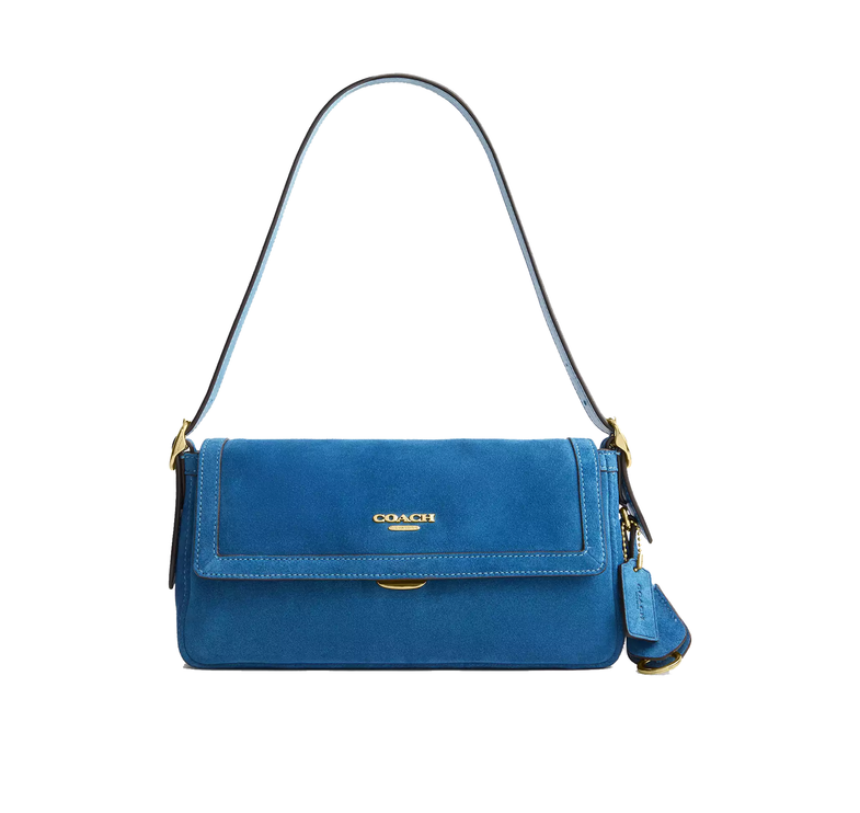 Coach Women's Etta Small Flap Shoulder Bag Gold/Blue Jay
