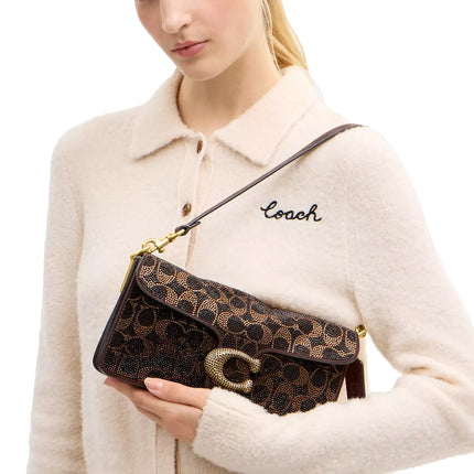 Coach Women's Tabby Shoulder Bag 26 With Crystal Signature Brass/Dark Chocolate