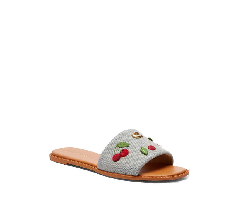 Coach Women's Holly Sandal With Cherries Denim Multi