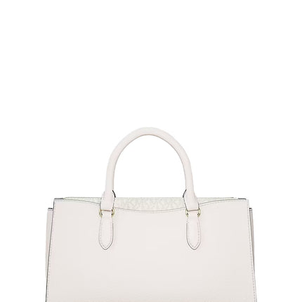 Michael Kors Women's Arden Medium Leather Top-Zip Satchel Bag Light Cream