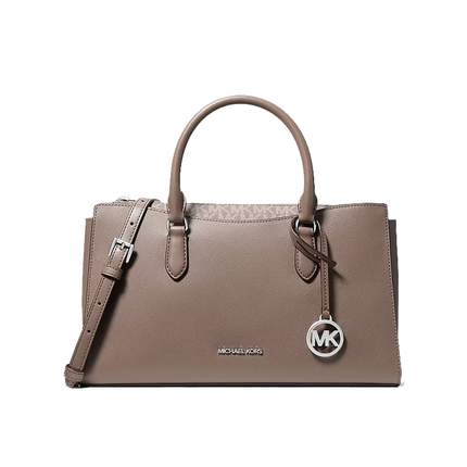 Michael Kors Women's Arden Medium Top-Zip Satchel Bag Mushroom