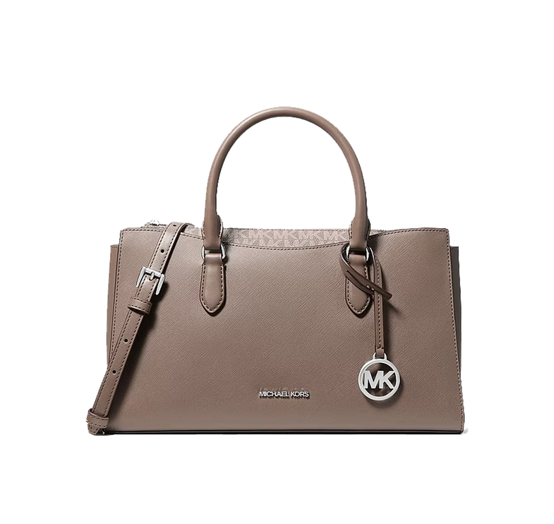 Michael Kors Women's Arden Medium Top-Zip Satchel Bag Mushroom