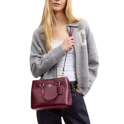 Coach Women's Station Carryall Bag Gold/Dark Cherry