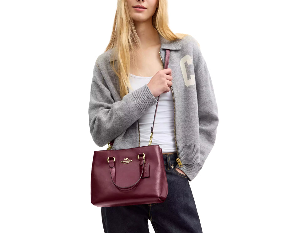 Coach Women's Station Carryall Bag Gold/Dark Cherry