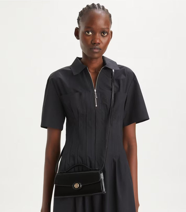 Tory Burch Women's Mini Robinson Spazzolato Crossbody Black