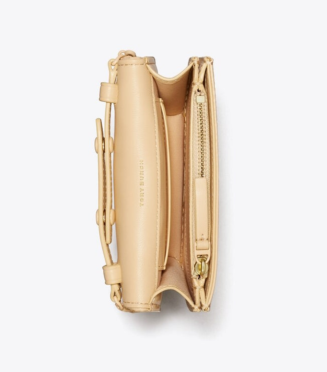 Tory Burch Women's Mini Fleming Patent Square Quilt Crossbody Vanilla Soft Serve