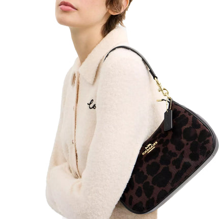 Coach Women's Teri Shoulder Bag In Haircalf With Leopard Print Gold/Dark Leopard