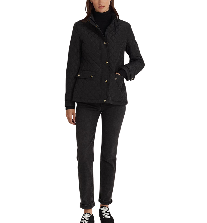 Ralph Lauren Women's Diamond-Quilted Mockneck Jacket Black