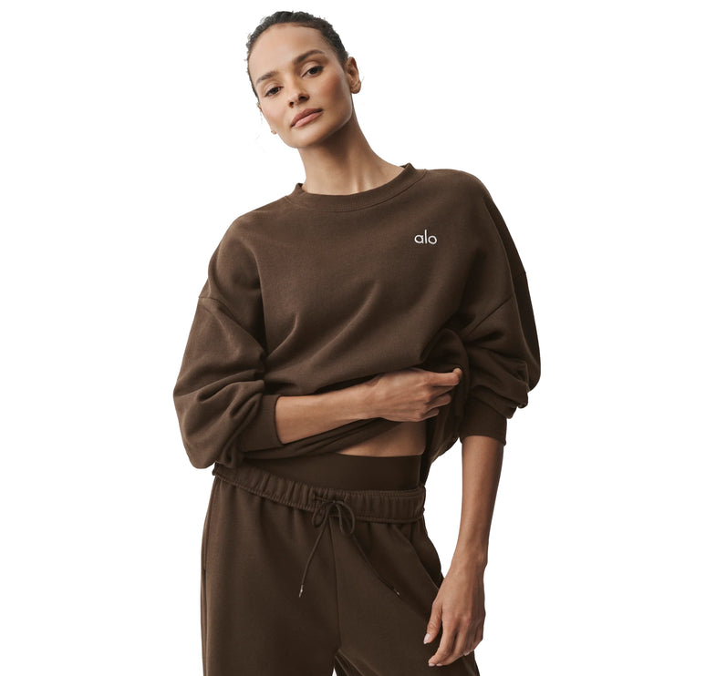 alo Women's Accolade Crew Neck Pullover Espresso