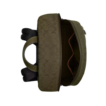 Coach Unisex Theo Backpack In Signature Jacquard Olive Drab