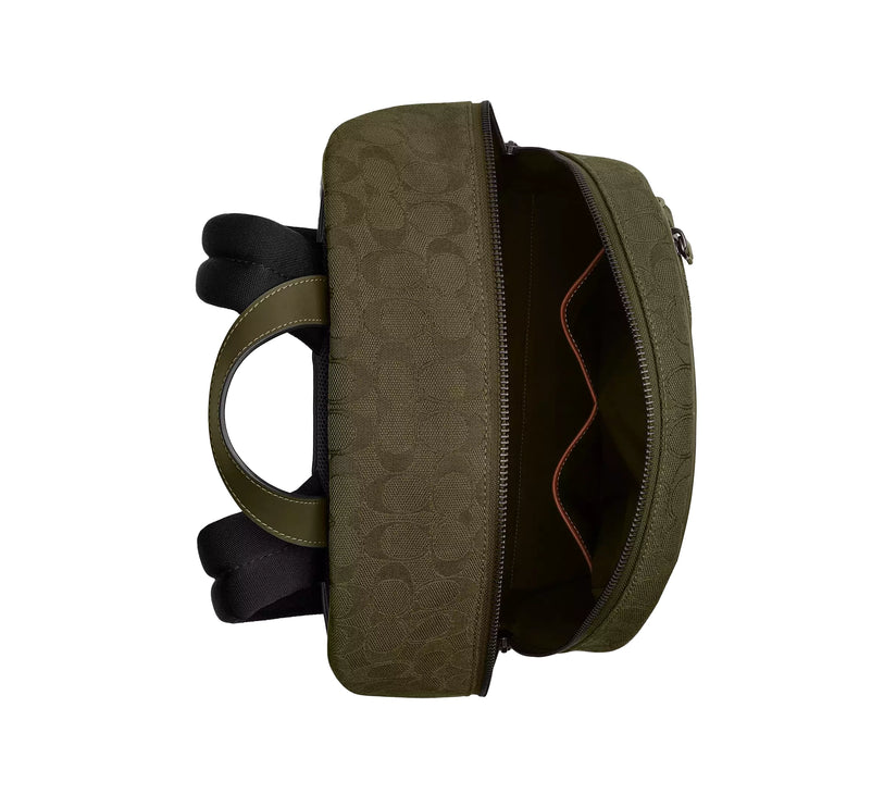 Coach Unisex Theo Backpack In Signature Jacquard Olive Drab