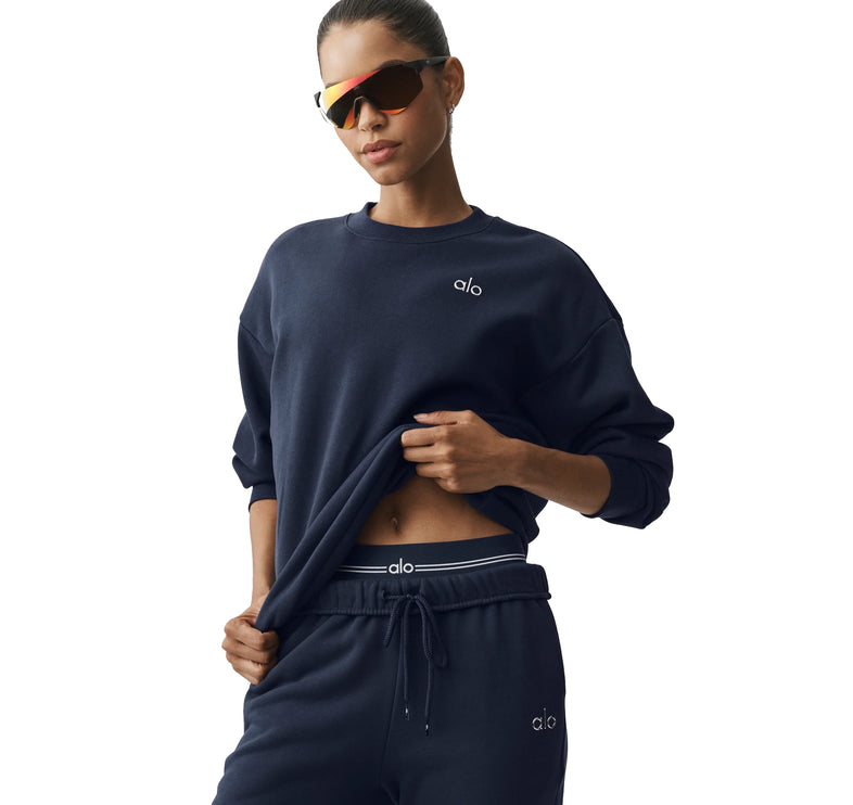 alo Women's Accolade Crew Neck Pullover Navy