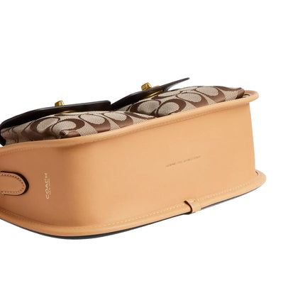 Coach Women's Twin Turnlock Waverly Bag In Signature Jacquard Brass/Khaki Light Peach