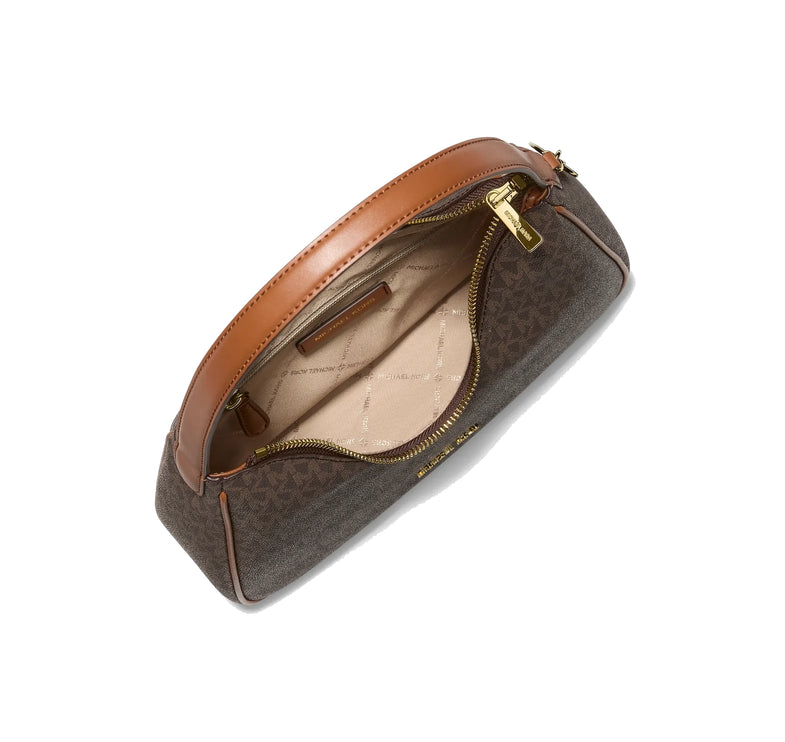 Michael Kors Women's Nayla Small Signature Logo Hobo Shoulder Bag Brown