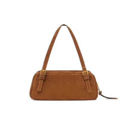Versace Women's Versace Tag Suede Medium Bowling Bag Brown