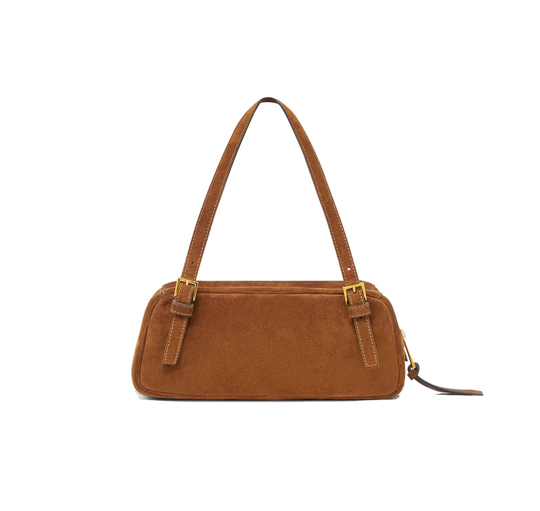 Versace Women's Versace Tag Suede Medium Bowling Bag Brown