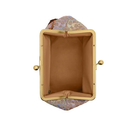 Coach Women's Large Kisslock Frame Bag In Crystal Signature Jacquard Brass/Rainbow Multi