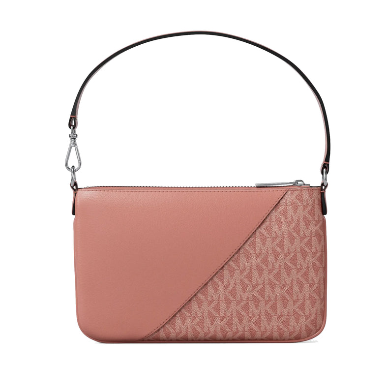 Michael Kors Women's Jet Set Travel Small Signature Logo and Smooth Wristlet Sunset Rose