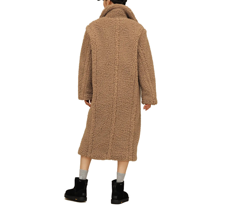 UGG Women's Gertrude Long Teddy Coat II Sand