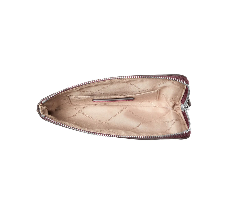 Michael Kors Women's Jet Set Travel Small Burnished Logo Embossed Wristlet Maroon