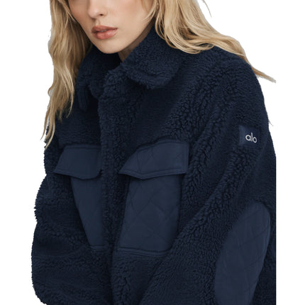alo Women's Sherpa Edge Shacket Navy