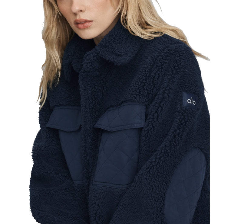 alo Women's Sherpa Edge Shacket Navy