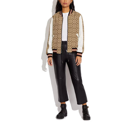 COACH Women's Signature Souvenir Jacket Khaki Multi