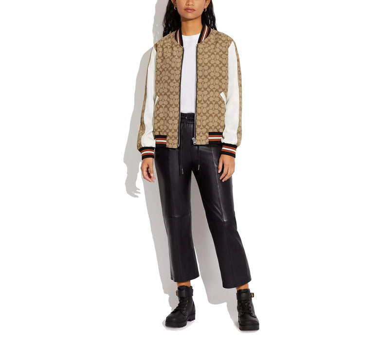 COACH Women's Signature Souvenir Jacket Khaki Multi
