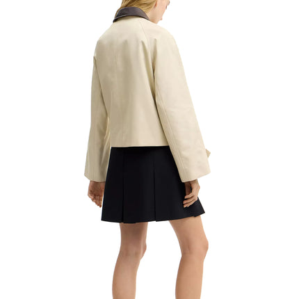 COACH Women's Swing Trench Coat With Leather Collar Driftwood