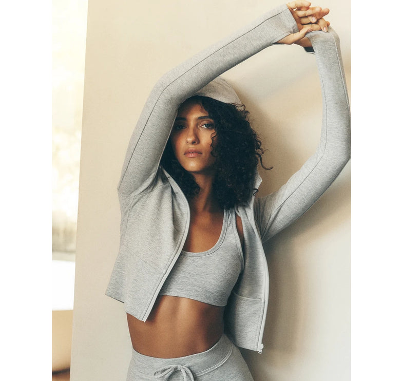 alo Women's Sway Full Zip Hoodie Athletic Heather Grey