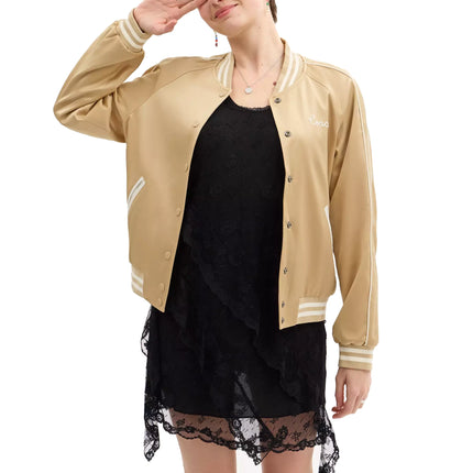 COACH Women's Reversible Signature Souvenir Varsity Jacket Beige