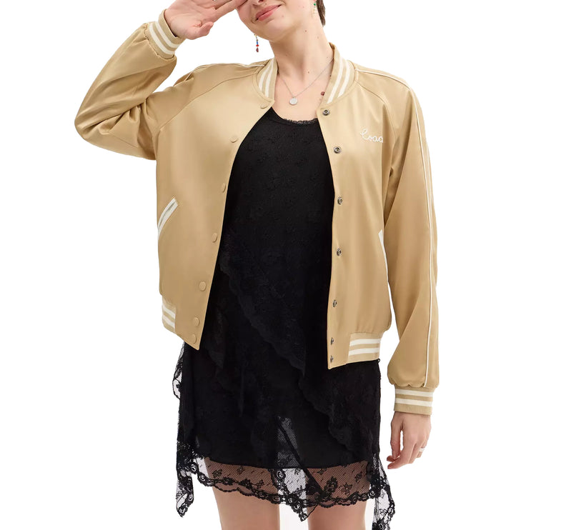 COACH Women's Reversible Signature Souvenir Varsity Jacket Beige