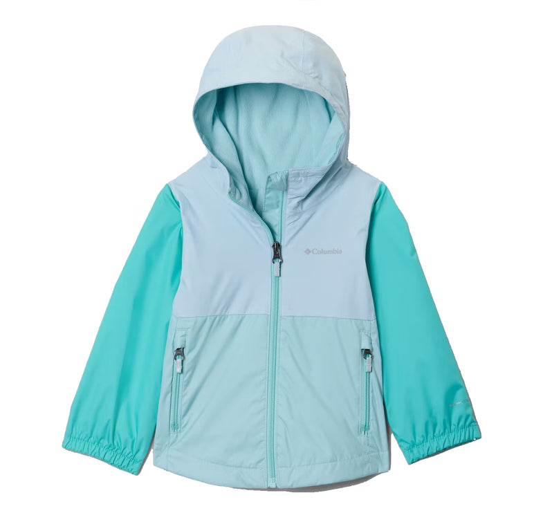 Columbia Girls' Toddler Rainy Trails III Fleece Lined Jacket Spray/Marine Light/Dolphin