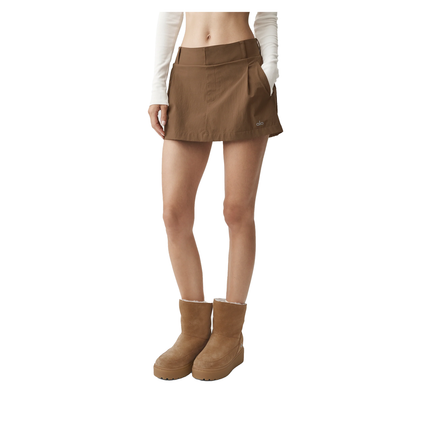 alo Women's Fan Club Mini Skirt Java Brown