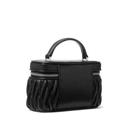 Michael Kors Women's Vivi Small Matelassé Burnished Vanity Crossbody Bag Black/Silver