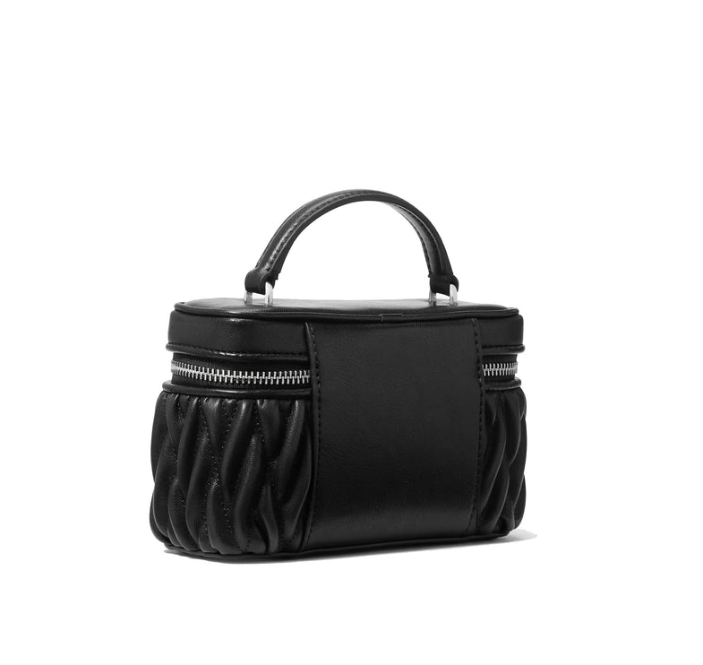 Michael Kors Women's Vivi Small Matelassé Burnished Vanity Crossbody Bag Black/Silver