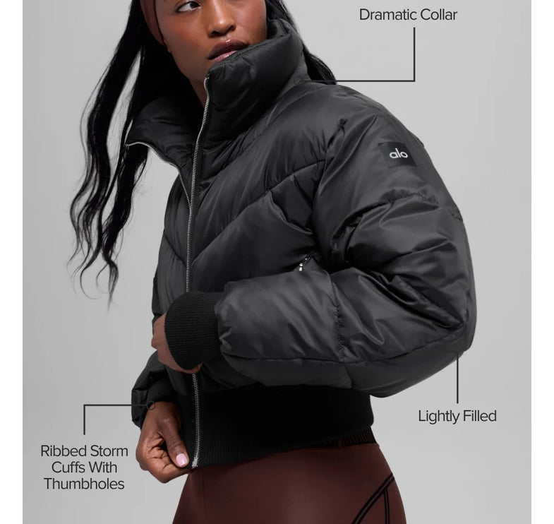 alo Women's Cropped Atmosphere Puffer Black