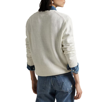 Polo Ralph Lauren Men's Polo Bear Cotton-Linen Sweater Deckwash White