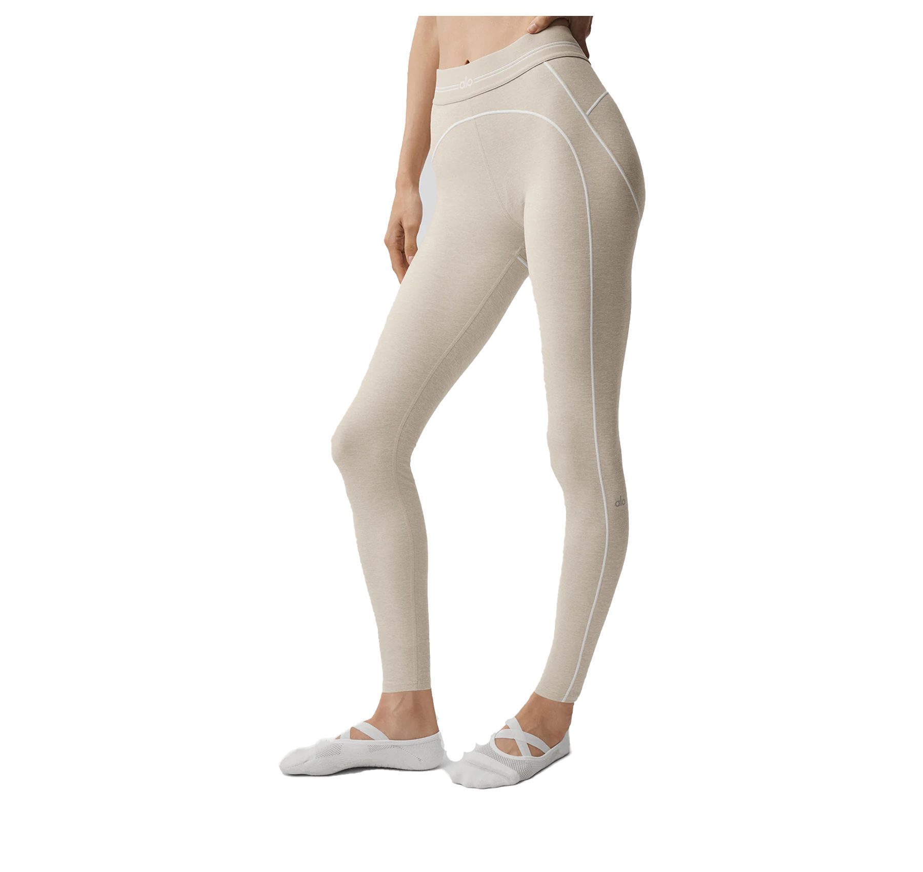 alo Women's 7/8 High-Waist Alosoft Heart Throb Legging Oatmeal Heather   hepsikanadadan